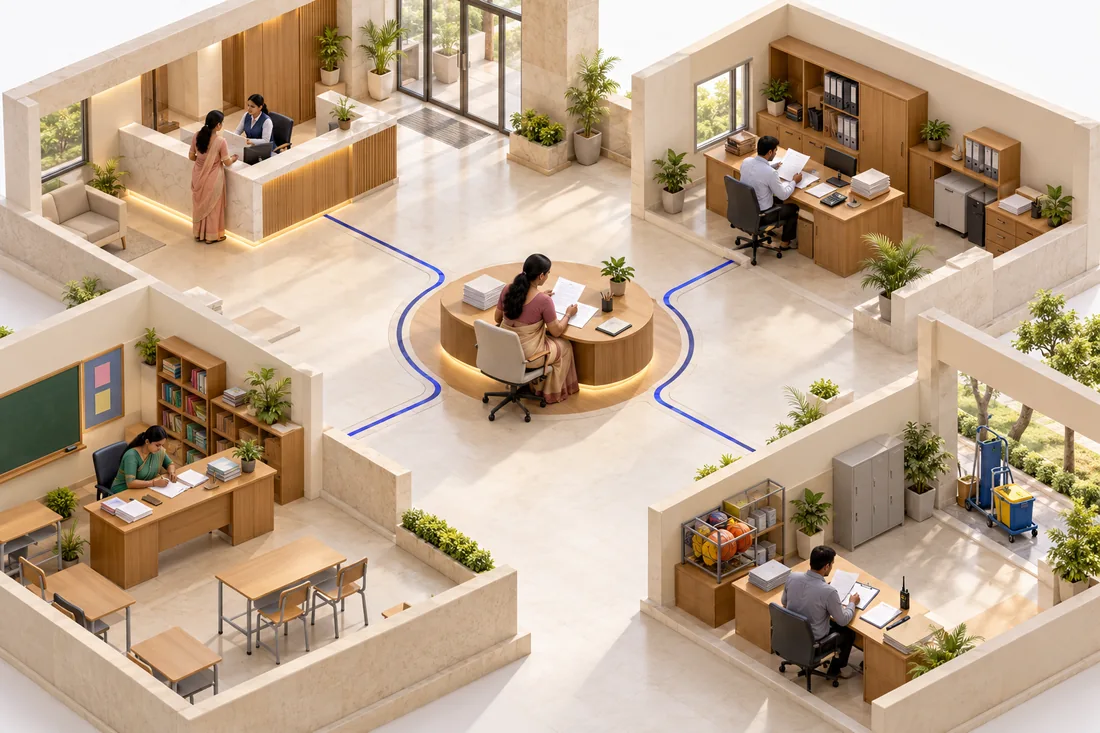 Automation: conceptual school-work illustration